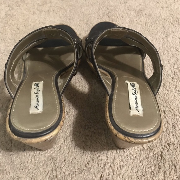 American Eagle Chocolate Brown Studded Cork Heels - Picture 2 of 12